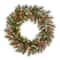 30" Frosted Pine Berry Collection Wreaths with Big White Edged Pine Cones, Red Berries, Silver Glittered Eucalyptus Leaves & Warm White LED Lights